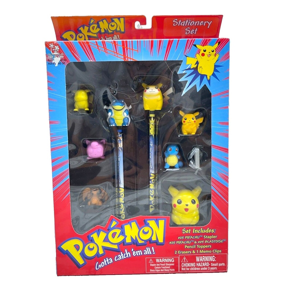 Vintage Pokemon Stationary Set New In‎ Box Pencil Sharpener Eraser 90s Y2K NOS